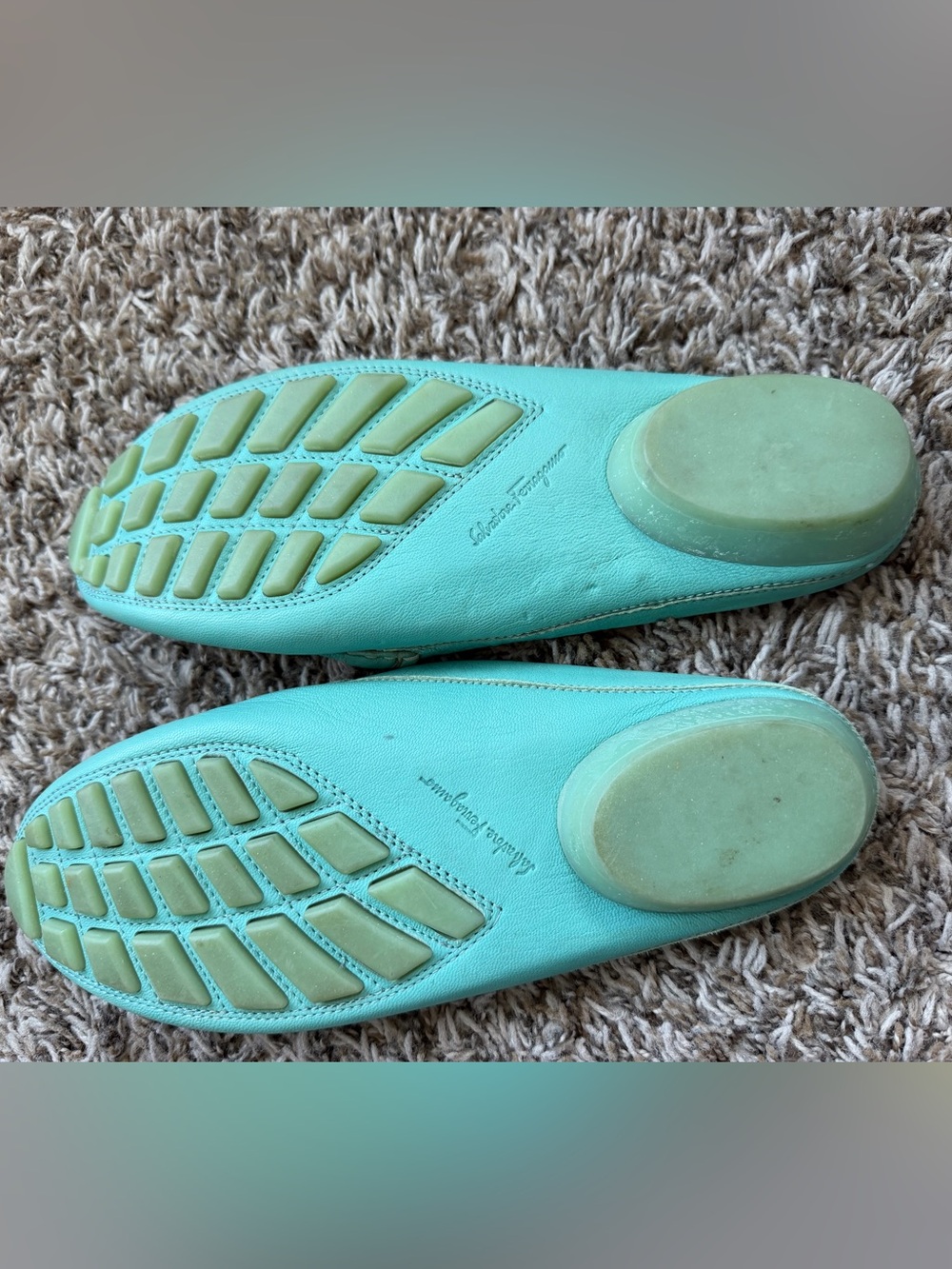 Salvatore Ferragamo teal blue leather driving loafers Women’s size 10 - Picture 4 of 7